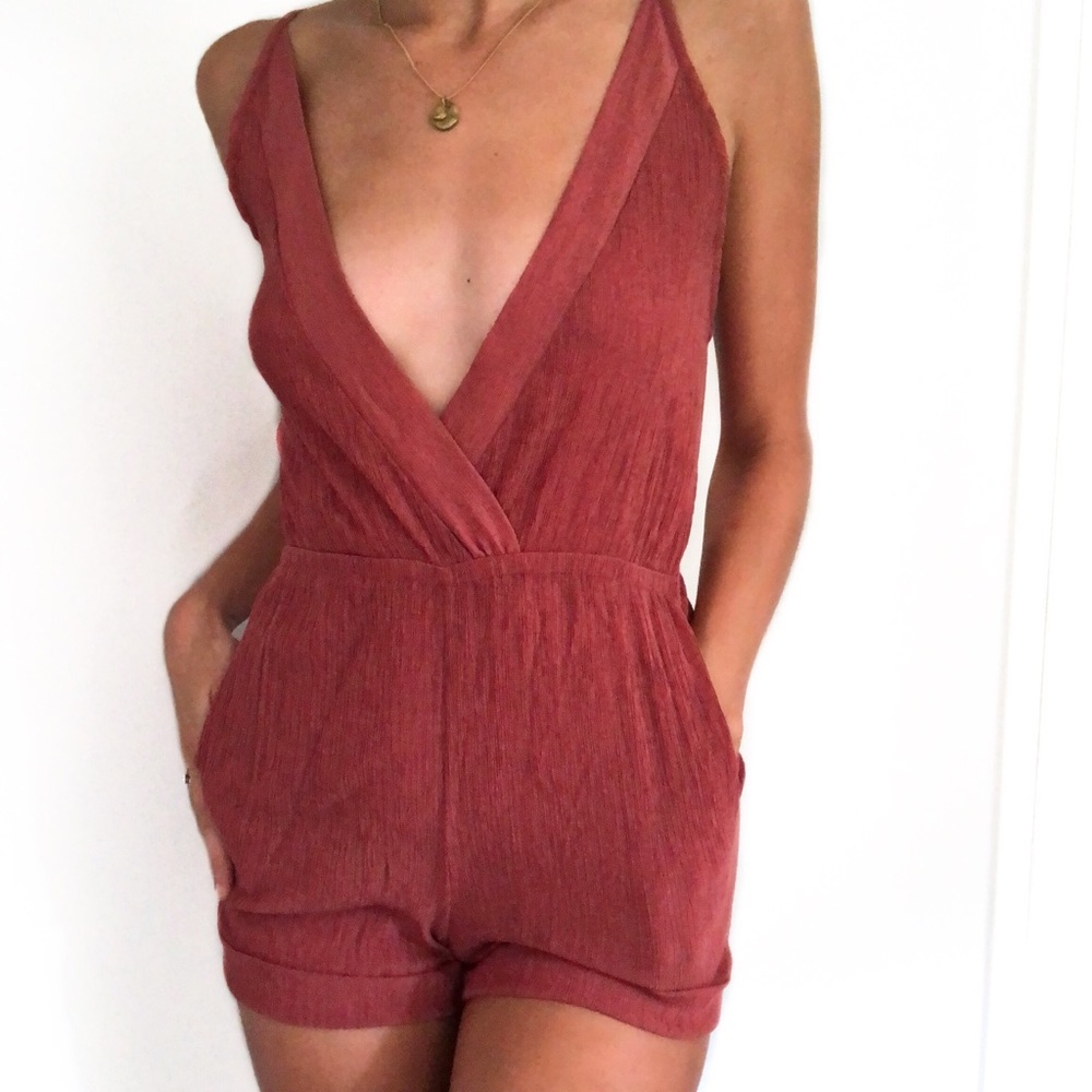 Burgundy red romper
